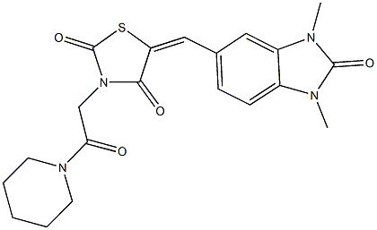 5-[(1,3-dimethyl-2-oxo-2,3-dihydro-1H-benzimidazol-5-yl)methylene]-3-[2-oxo-2-(1-piperidinyl)ethyl]-1,3-thiazolidine-2,4-dione 구조식 이미지