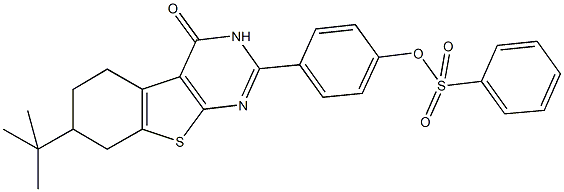 4-(7-tert-butyl-4-oxo-3,4,5,6,7,8-hexahydro[1]benzothieno[2,3-d]pyrimidin-2-yl)phenyl benzenesulfonate Structure