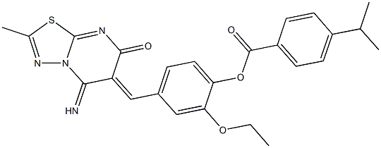 2-ethoxy-4-[(5-imino-2-methyl-7-oxo-5H-[1,3,4]thiadiazolo[3,2-a]pyrimidin-6(7H)-ylidene)methyl]phenyl 4-isopropylbenzoate Structure