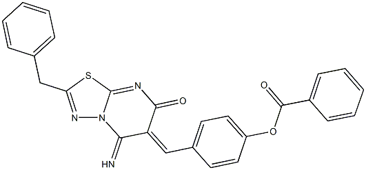 4-[(2-benzyl-5-imino-7-oxo-5H-[1,3,4]thiadiazolo[3,2-a]pyrimidin-6(7H)-ylidene)methyl]phenyl benzoate 구조식 이미지