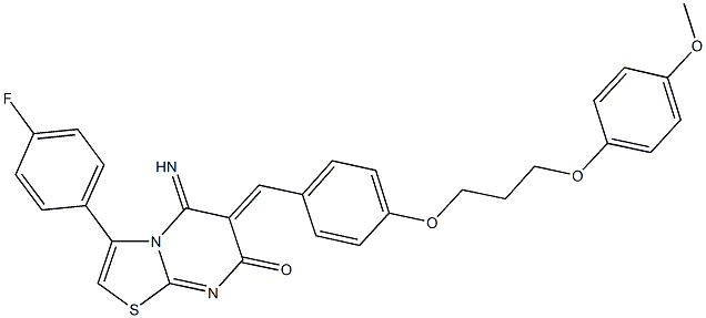 3-(4-fluorophenyl)-5-imino-6-{4-[3-(4-methoxyphenoxy)propoxy]benzylidene}-5,6-dihydro-7H-[1,3]thiazolo[3,2-a]pyrimidin-7-one Structure