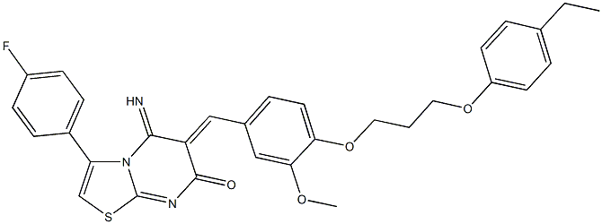 6-{4-[3-(4-ethylphenoxy)propoxy]-3-methoxybenzylidene}-3-(4-fluorophenyl)-5-imino-5,6-dihydro-7H-[1,3]thiazolo[3,2-a]pyrimidin-7-one 구조식 이미지