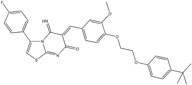 6-{4-[2-(4-tert-butylphenoxy)ethoxy]-3-methoxybenzylidene}-3-(4-fluorophenyl)-5-imino-5,6-dihydro-7H-[1,3]thiazolo[3,2-a]pyrimidin-7-one Structure