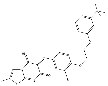 6-(3-bromo-4-{2-[3-(trifluoromethyl)phenoxy]ethoxy}benzylidene)-5-imino-2-methyl-5,6-dihydro-7H-[1,3]thiazolo[3,2-a]pyrimidin-7-one Structure