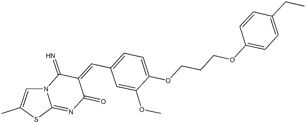 6-{4-[3-(4-ethylphenoxy)propoxy]-3-methoxybenzylidene}-5-imino-2-methyl-5,6-dihydro-7H-[1,3]thiazolo[3,2-a]pyrimidin-7-one 구조식 이미지