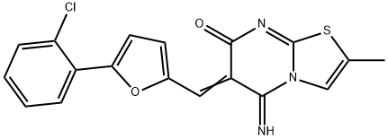 6-{[5-(2-chlorophenyl)-2-furyl]methylene}-5-imino-2-methyl-5,6-dihydro-7H-[1,3]thiazolo[3,2-a]pyrimidin-7-one Structure