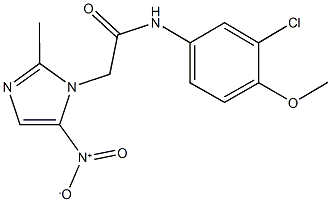 N-(3-chloro-4-methoxyphenyl)-2-{5-nitro-2-methyl-1H-imidazol-1-yl}acetamide Structure