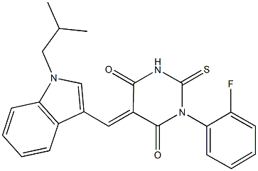 1-(2-fluorophenyl)-5-[(1-isobutyl-1H-indol-3-yl)methylene]-2-thioxodihydro-4,6(1H,5H)-pyrimidinedione Structure