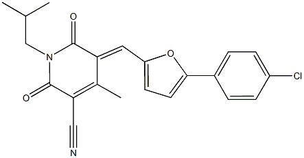 5-{[5-(4-chlorophenyl)-2-furyl]methylene}-1-isobutyl-4-methyl-2,6-dioxo-1,2,5,6-tetrahydro-3-pyridinecarbonitrile 구조식 이미지