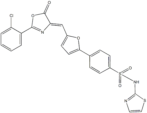 4-{5-[(2-(2-chlorophenyl)-5-oxo-1,3-oxazol-4(5H)-ylidene)methyl]-2-furyl}-N-(1,3-thiazol-2-yl)benzenesulfonamide Structure