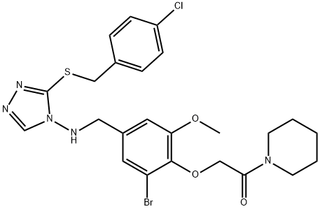 N-{3-bromo-5-methoxy-4-[2-oxo-2-(1-piperidinyl)ethoxy]benzyl}-N-{3-[(4-chlorobenzyl)sulfanyl]-4H-1,2,4-triazol-4-yl}amine 구조식 이미지