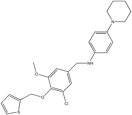 N-[3-chloro-5-methoxy-4-(thien-2-ylmethoxy)benzyl]-4-piperidin-1-ylaniline 구조식 이미지