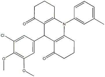 9-(3-chloro-4,5-dimethoxyphenyl)-10-(3-methylphenyl)-3,4,6,7,9,10-hexahydro-1,8(2H,5H)-acridinedione Structure