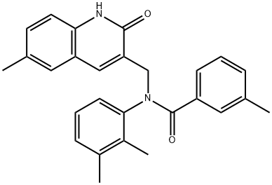 N-(2,3-dimethylphenyl)-N-[(2-hydroxy-6-methyl-3-quinolinyl)methyl]-3-methylbenzamide 구조식 이미지