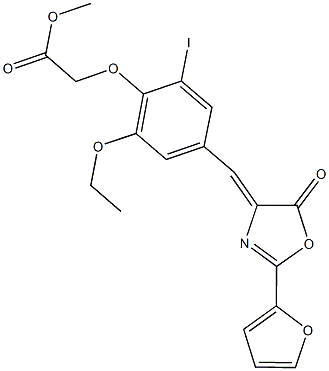 methyl {2-ethoxy-4-[(2-(2-furyl)-5-oxo-1,3-oxazol-4(5H)-ylidene)methyl]-6-iodophenoxy}acetate Structure