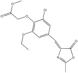 methyl {2-chloro-6-ethoxy-4-[(2-methyl-5-oxo-1,3-oxazol-4(5H)-ylidene)methyl]phenoxy}acetate Structure