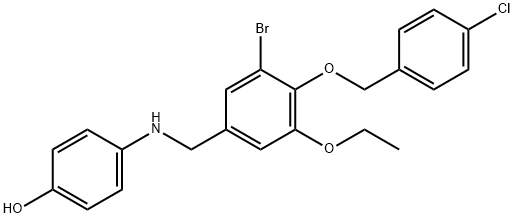 4-({3-bromo-4-[(4-chlorobenzyl)oxy]-5-ethoxybenzyl}amino)phenol 구조식 이미지