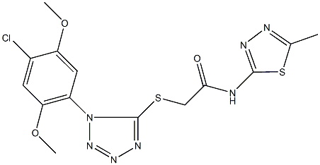 2-{[1-(4-chloro-2,5-dimethoxyphenyl)-1H-tetraazol-5-yl]sulfanyl}-N-(5-methyl-1,3,4-thiadiazol-2-yl)acetamide Structure