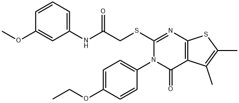 2-{[3-(4-ethoxyphenyl)-5,6-dimethyl-4-oxo-3,4-dihydrothieno[2,3-d]pyrimidin-2-yl]sulfanyl}-N-(3-methoxyphenyl)acetamide Structure