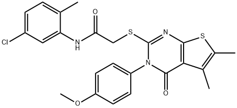 N-(5-chloro-2-methylphenyl)-2-{[3-(4-methoxyphenyl)-5,6-dimethyl-4-oxo-3,4-dihydrothieno[2,3-d]pyrimidin-2-yl]sulfanyl}acetamide 구조식 이미지