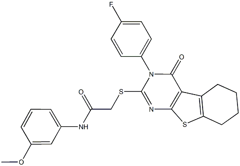 2-{[3-(4-fluorophenyl)-4-oxo-3,4,5,6,7,8-hexahydro[1]benzothieno[2,3-d]pyrimidin-2-yl]sulfanyl}-N-(3-methoxyphenyl)acetamide Structure