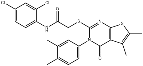 N-(2,4-dichlorophenyl)-2-{[3-(3,4-dimethylphenyl)-5,6-dimethyl-4-oxo-3,4-dihydrothieno[2,3-d]pyrimidin-2-yl]sulfanyl}acetamide 구조식 이미지