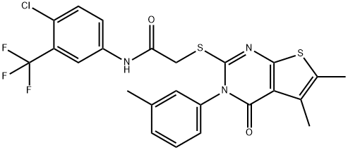 N-[4-chloro-3-(trifluoromethyl)phenyl]-2-{[5,6-dimethyl-3-(3-methylphenyl)-4-oxo-3,4-dihydrothieno[2,3-d]pyrimidin-2-yl]sulfanyl}acetamide Structure