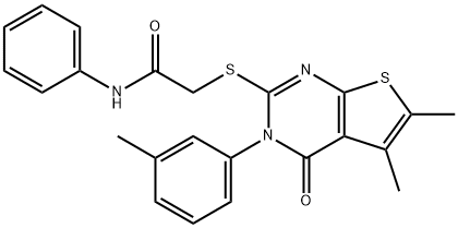 2-{[5,6-dimethyl-3-(3-methylphenyl)-4-oxo-3,4-dihydrothieno[2,3-d]pyrimidin-2-yl]sulfanyl}-N-phenylacetamide Structure