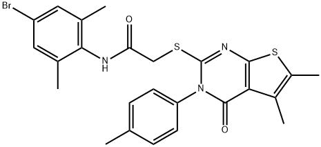 N-(4-bromo-2,6-dimethylphenyl)-2-{[5,6-dimethyl-3-(4-methylphenyl)-4-oxo-3,4-dihydrothieno[2,3-d]pyrimidin-2-yl]sulfanyl}acetamide 구조식 이미지