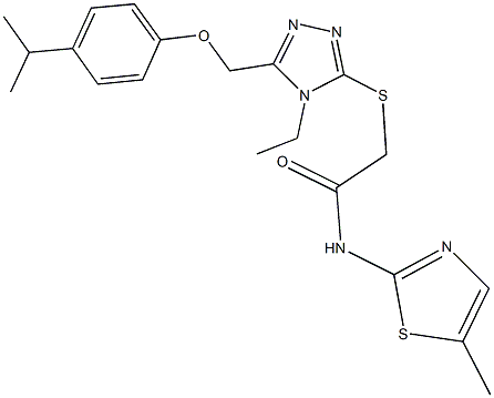 2-({4-ethyl-5-[(4-isopropylphenoxy)methyl]-4H-1,2,4-triazol-3-yl}sulfanyl)-N-(5-methyl-1,3-thiazol-2-yl)acetamide Structure
