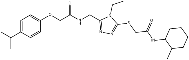 2-{[4-ethyl-5-({[(4-isopropylphenoxy)acetyl]amino}methyl)-4H-1,2,4-triazol-3-yl]sulfanyl}-N-(2-methylcyclohexyl)acetamide Structure