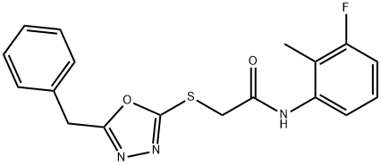 2-[(5-benzyl-1,3,4-oxadiazol-2-yl)sulfanyl]-N-(3-fluoro-2-methylphenyl)acetamide Structure