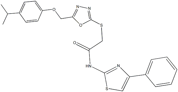 2-({5-[(4-isopropylphenoxy)methyl]-1,3,4-oxadiazol-2-yl}sulfanyl)-N-(4-phenyl-1,3-thiazol-2-yl)acetamide Structure