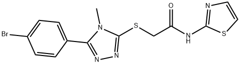 2-{[5-(4-bromophenyl)-4-methyl-4H-1,2,4-triazol-3-yl]sulfanyl}-N-(1,3-thiazol-2-yl)acetamide 구조식 이미지