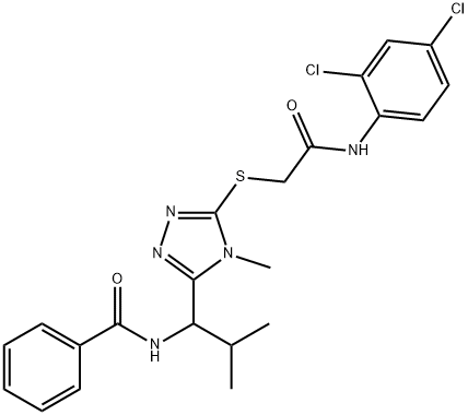 N-[1-(5-{[2-(2,4-dichloroanilino)-2-oxoethyl]sulfanyl}-4-methyl-4H-1,2,4-triazol-3-yl)-2-methylpropyl]benzamide 구조식 이미지