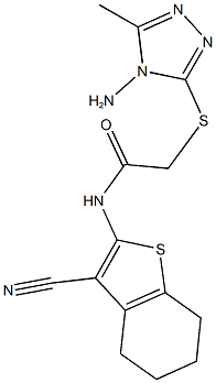 2-[(4-amino-5-methyl-4H-1,2,4-triazol-3-yl)sulfanyl]-N-(3-cyano-4,5,6,7-tetrahydro-1-benzothien-2-yl)acetamide Structure