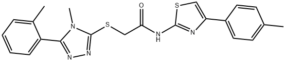 2-{[4-methyl-5-(2-methylphenyl)-4H-1,2,4-triazol-3-yl]sulfanyl}-N-[4-(4-methylphenyl)-1,3-thiazol-2-yl]acetamide 구조식 이미지