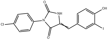 3-(4-chlorophenyl)-5-(4-hydroxy-3-iodobenzylidene)-2,4-imidazolidinedione Structure