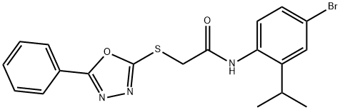 N-(4-bromo-2-isopropylphenyl)-2-[(5-phenyl-1,3,4-oxadiazol-2-yl)sulfanyl]acetamide 구조식 이미지