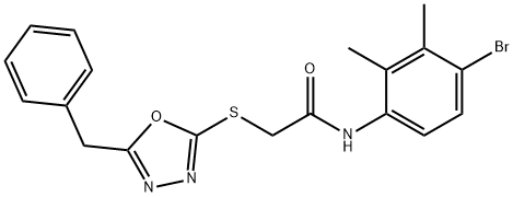 2-[(5-benzyl-1,3,4-oxadiazol-2-yl)sulfanyl]-N-(4-bromo-2,3-dimethylphenyl)acetamide 구조식 이미지