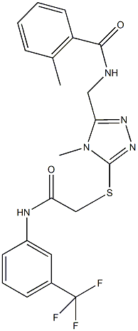 2-methyl-N-{[4-methyl-5-({2-oxo-2-[3-(trifluoromethyl)anilino]ethyl}sulfanyl)-4H-1,2,4-triazol-3-yl]methyl}benzamide Structure