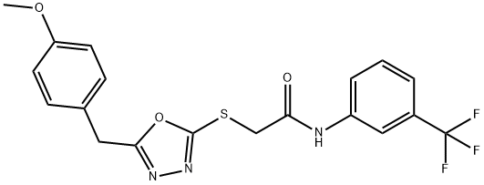 2-{[5-(4-methoxybenzyl)-1,3,4-oxadiazol-2-yl]sulfanyl}-N-[3-(trifluoromethyl)phenyl]acetamide 구조식 이미지