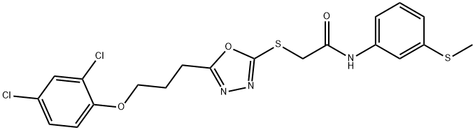 2-({5-[3-(2,4-dichlorophenoxy)propyl]-1,3,4-oxadiazol-2-yl}sulfanyl)-N-[3-(methylsulfanyl)phenyl]acetamide Structure