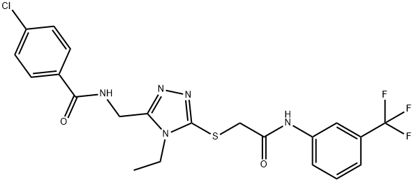 4-chloro-N-{[4-ethyl-5-({2-oxo-2-[3-(trifluoromethyl)anilino]ethyl}sulfanyl)-4H-1,2,4-triazol-3-yl]methyl}benzamide Structure