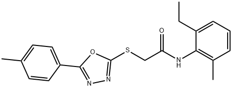 N-(2-ethyl-6-methylphenyl)-2-{[5-(4-methylphenyl)-1,3,4-oxadiazol-2-yl]sulfanyl}acetamide 구조식 이미지