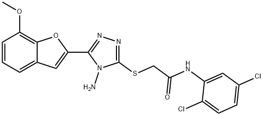 2-{[4-amino-5-(7-methoxy-1-benzofuran-2-yl)-4H-1,2,4-triazol-3-yl]sulfanyl}-N-(2,5-dichlorophenyl)acetamide 구조식 이미지