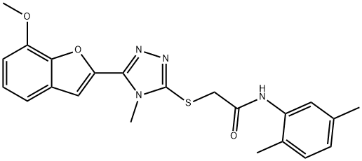 N-(2,5-dimethylphenyl)-2-{[5-(7-methoxy-1-benzofuran-2-yl)-4-methyl-4H-1,2,4-triazol-3-yl]sulfanyl}acetamide 구조식 이미지