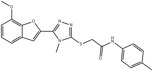 2-{[5-(7-methoxy-1-benzofuran-2-yl)-4-methyl-4H-1,2,4-triazol-3-yl]sulfanyl}-N-(4-methylphenyl)acetamide 구조식 이미지