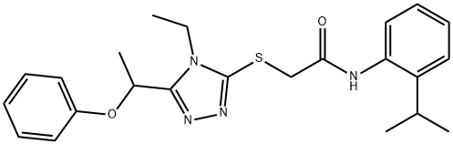 2-{[4-ethyl-5-(1-phenoxyethyl)-4H-1,2,4-triazol-3-yl]sulfanyl}-N-(2-isopropylphenyl)acetamide 구조식 이미지