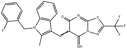 6-{[1-(2-fluorobenzyl)-2-methyl-1H-indol-3-yl]methylene}-5-imino-2-(trifluoromethyl)-5,6-dihydro-7H-[1,3,4]thiadiazolo[3,2-a]pyrimidin-7-one Structure